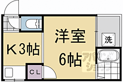 松原荘 2階1Kの間取り