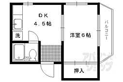 阪急京都本線 大宮駅 徒歩4分の賃貸マンション 2階1DKの間取り