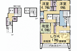 京都市営烏丸線 松ヶ崎駅 徒歩8分の賃貸アパート 3階3LDKの間取り