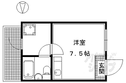 京福電気鉄道北野線 北野白梅町駅 徒歩10分の賃貸アパート 1階ワンルームの間取り
