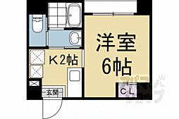 京都市営烏丸線 今出川駅 徒歩17分の賃貸マンション 5階1Kの間取り