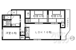 京都市営烏丸線 今出川駅 徒歩9分の賃貸マンション 3階3LDKの間取り