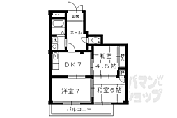 京都市営烏丸線 北山駅 徒歩5分の賃貸マンション 2階3DKの間取り