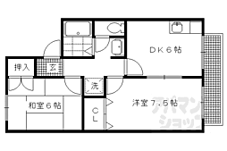 ディア・コート 2階2DKの間取り