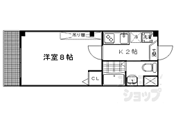 京都市営烏丸線 今出川駅 徒歩20分の賃貸マンション 3階1Kの間取り