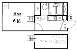 京都市営烏丸線 北大路駅 徒歩26分の賃貸アパート 2階1Kの間取り