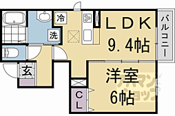 京都市営烏丸線 北山駅 徒歩8分の賃貸アパート 1階1LDKの間取り
