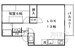京都市営烏丸線 北山駅 徒歩14分の賃貸アパート 2階1LDKの間取り