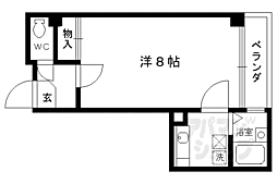 京福電気鉄道北野線 北野白梅町駅 徒歩10分の賃貸マンション 4階1Kの間取り
