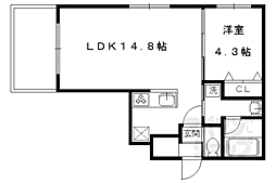 京都市営烏丸線 北山駅 徒歩10分の賃貸マンション 3階1LDKの間取り