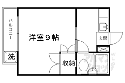 京都市営烏丸線 北大路駅 徒歩23分の賃貸アパート 3階1Kの間取り