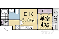 京都地下鉄東西線 二条駅 徒歩15分の賃貸マンション 4階1DKの間取り