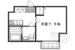 京福電気鉄道北野線 北野白梅町駅 徒歩8分の賃貸マンション 2階1Kの間取り