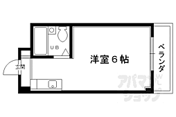 京都市営烏丸線 北大路駅 徒歩32分の賃貸マンション 4階ワンルームの間取り