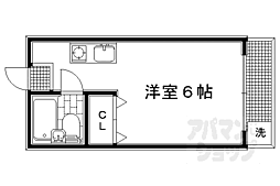 コージーハイツ百万遍 3階1Kの間取り
