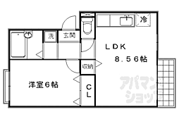 セジュールＡＯＩ 2階1LDKの間取り