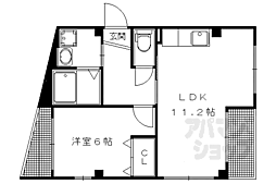 京都市営烏丸線 北山駅 徒歩10分の賃貸マンション 1階1LDKの間取り