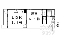 京都市営烏丸線 北大路駅 徒歩8分の賃貸マンション 4階1LDKの間取り