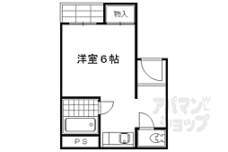 京都市営烏丸線 鞍馬口駅 徒歩14分の賃貸マンション 2階1Kの間取り