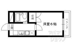 京都市営烏丸線 北山駅 徒歩13分の賃貸マンション 2階1Kの間取り