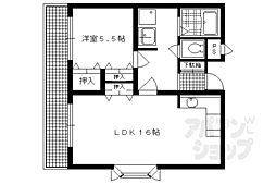 洛北アーバンコート 1階1LDKの間取り