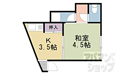 京都地下鉄東西線 東山駅 徒歩2分の賃貸アパート 2階1Kの間取り