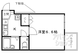 京阪本線 七条駅 徒歩4分の賃貸マンション 2階1Kの間取り
