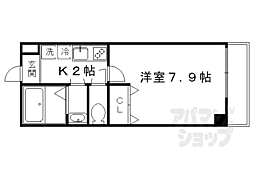 京福電気鉄道北野線 北野白梅町駅 徒歩7分の賃貸マンション 2階1Kの間取り