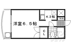 べレビューハウス北白川 1階1Kの間取り