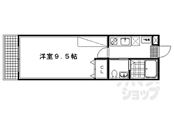 京都市営烏丸線 今出川駅 徒歩15分の賃貸マンション 1階1Kの間取り