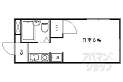 京都市営烏丸線 北大路駅 徒歩25分の賃貸アパート 1階1Kの間取り