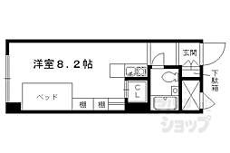 松屋レジデンス修学院 4階ワンルームの間取り