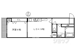 京都市営烏丸線 今出川駅 徒歩12分の賃貸マンション 2階1LDKの間取り