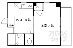京都地下鉄東西線 二条城前駅 徒歩3分の賃貸マンション 5階1Kの間取り