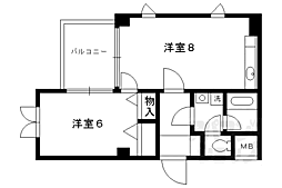 ルミエール出町柳 1LDKの間取図画像