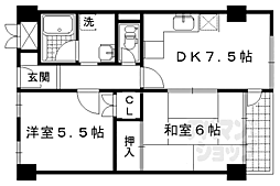 京福修学院マンション 2DKの間取図画像