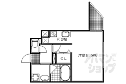 ブランネージュ銀閣寺道 1Kの間取図画像