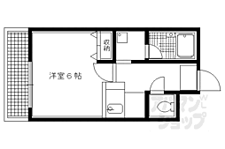 アビーロード北白川 1Kの間取図画像