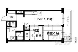 チサンマンション一乗寺 2LDKの間取図画像