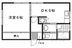 プルーリオン下鴨 1DKの間取図画像