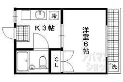 鴨東ハイツ 1Kの間取図画像