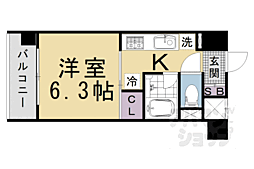 ラグゼナ清水五条 1Kの間取図画像