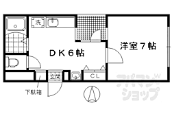 GARNETRESIDENCE下鴨 1DKの間取図画像
