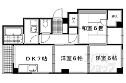 北白川松園 3DKの間取図画像