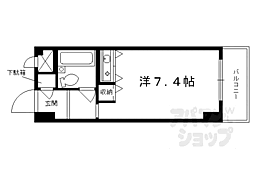 コスモL下鴨 ワンルームの間取図画像