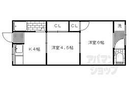 ハイツ白龍 1階2DKの間取り