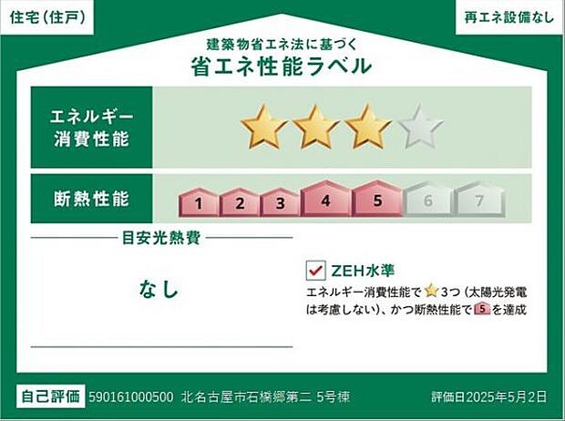 本ラベルは特定の住戸の性能を示すものであり、全ての住戸の性能を示すものではありません