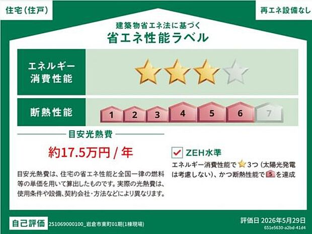本ラベルは特定の住戸の性能を示すものであり、全ての住戸の性能を示すものではありません