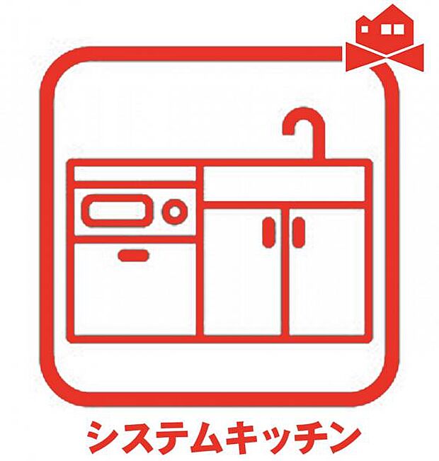 収納からガス台・調理台などを一続きにまとめ合わせたシステムキッチン♪