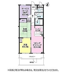 グリーンコート勝田台 2SLDKの間取図画像